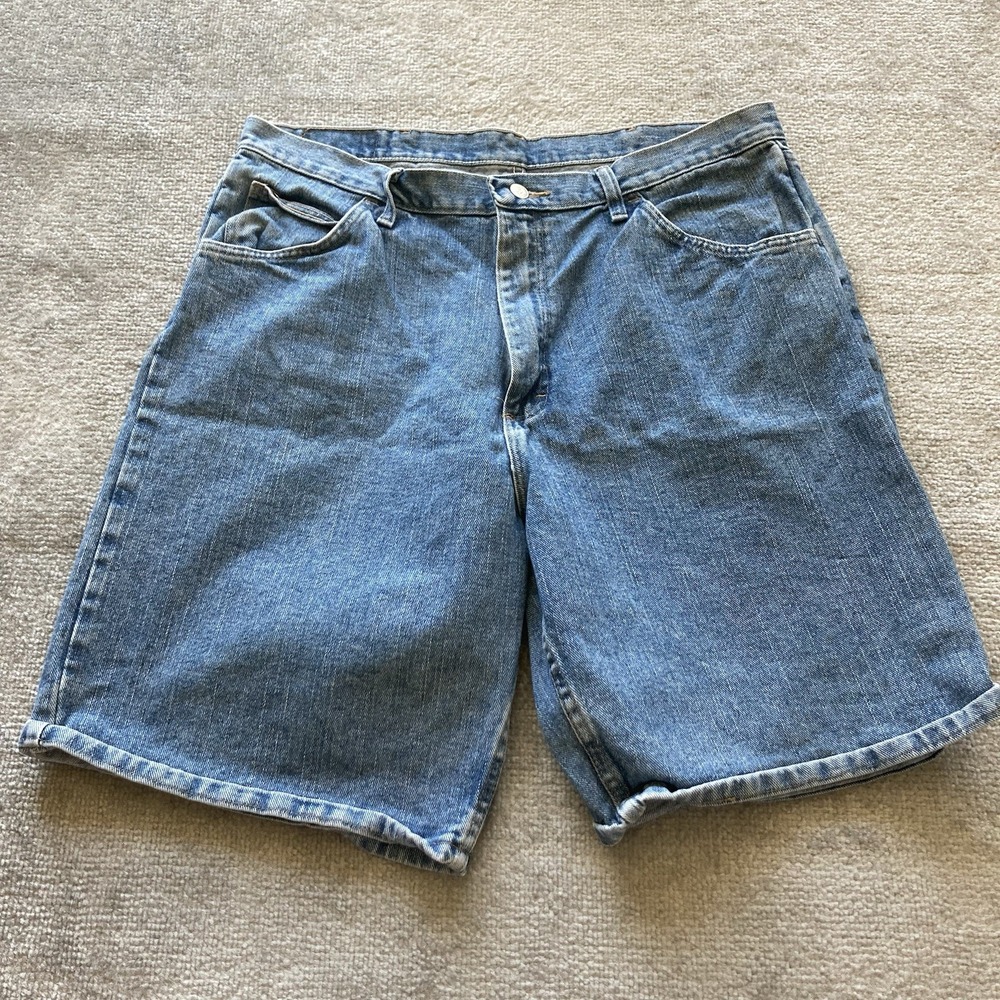 Wrangler Jean Shorts‎ Mens 38 Blue Jorts Denim Relaxed Fit Workwear